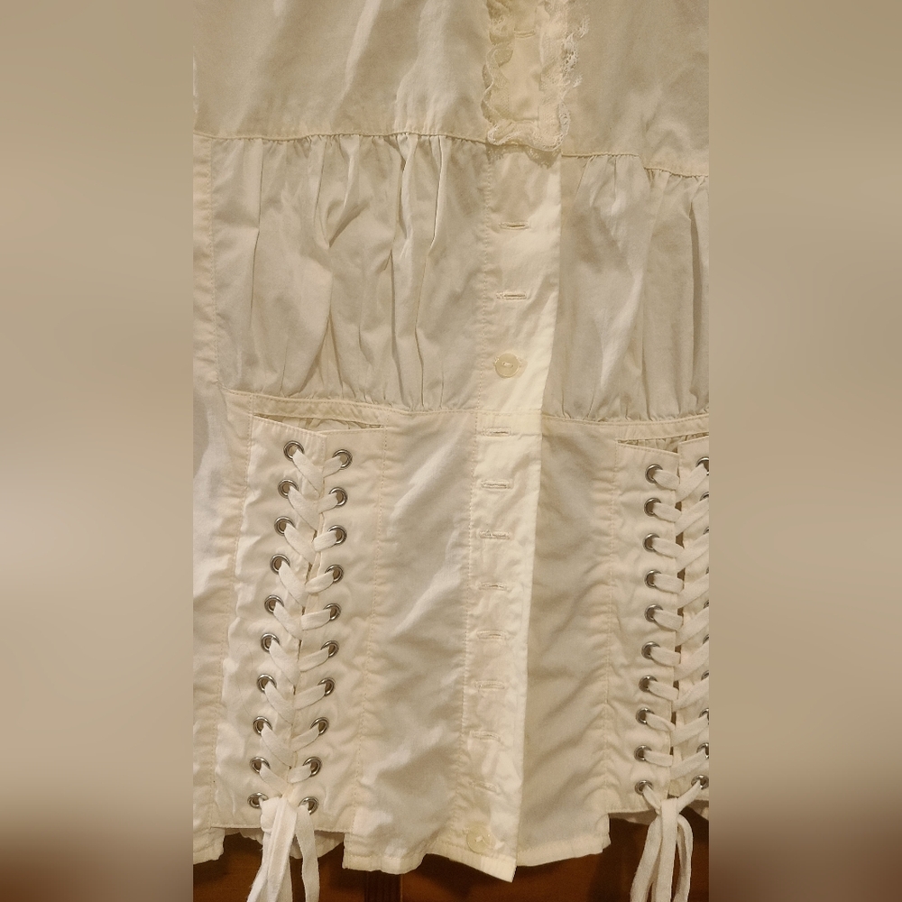 Moda International Victoria's Secret Corset Lace Up Peasant Blouse ISO XS - Picture 3 of 9